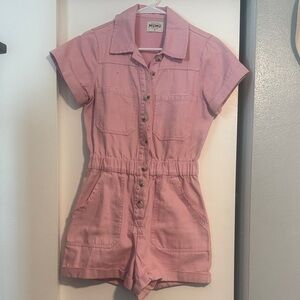 Pink Denim Button-Up Romper - Show Me Your Mumu